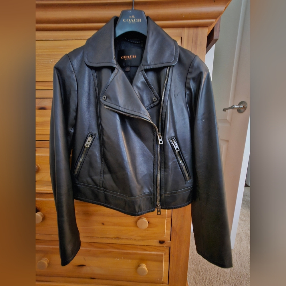 Coach women's moto jacket- leather